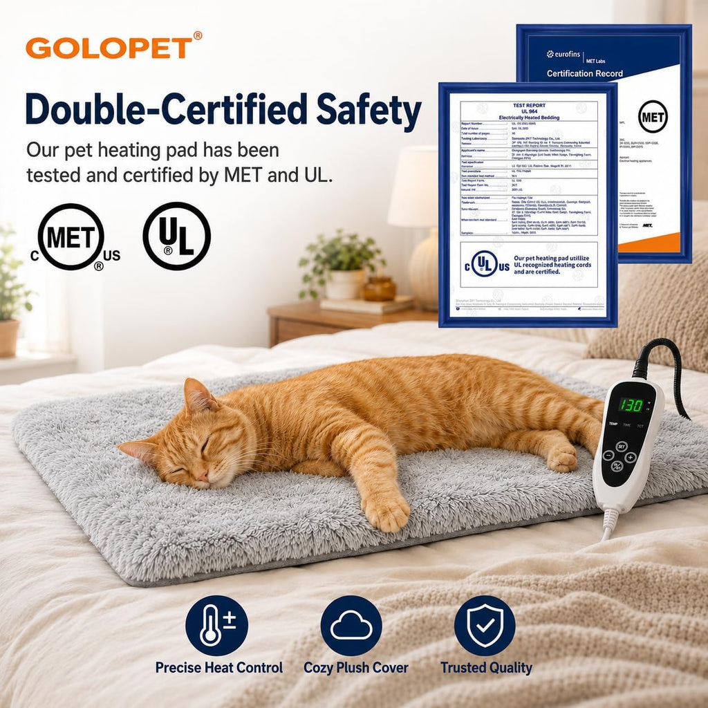 Pet Heating Pad for Cats with Normally Open Function,Heated Cat Bed