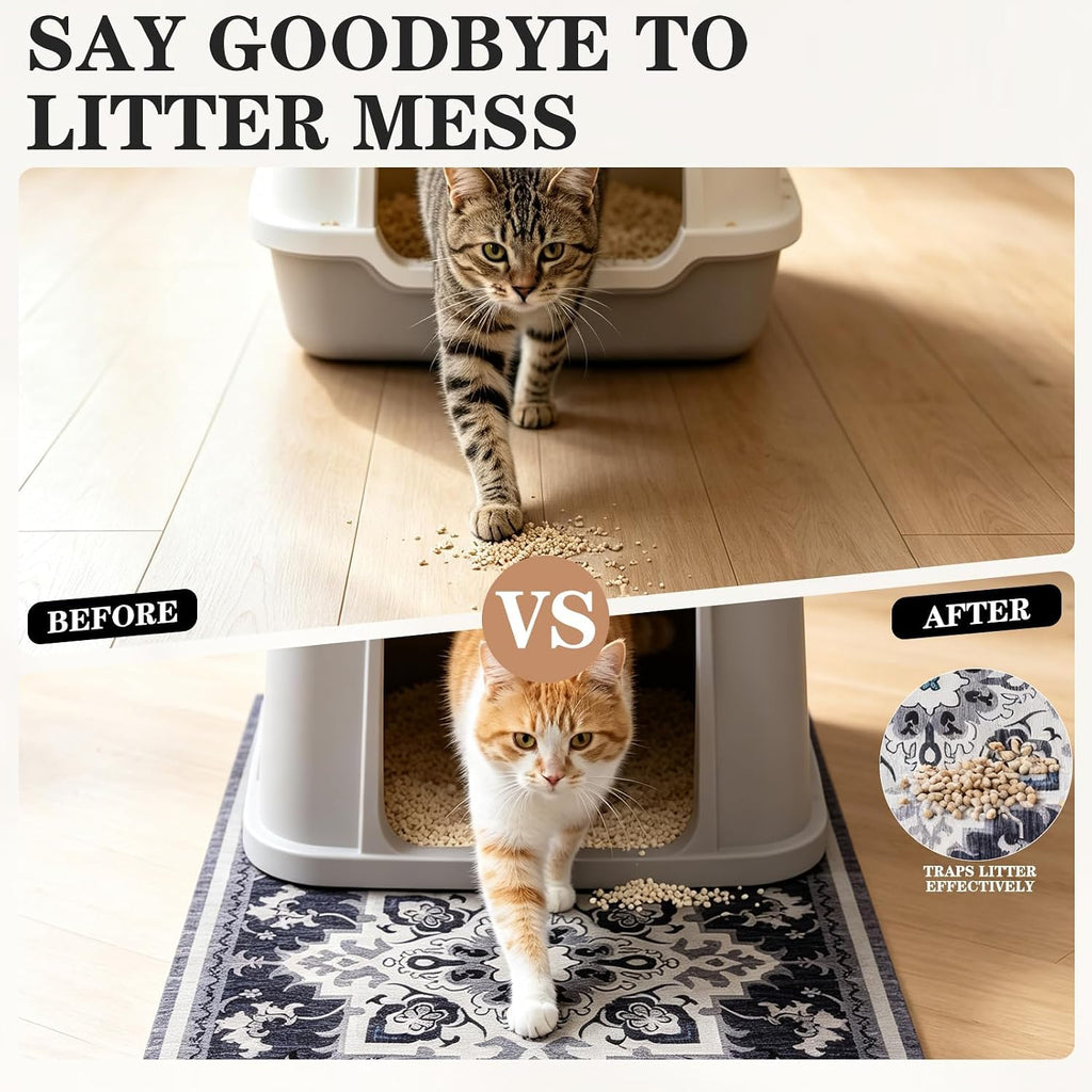Cat Litter Mat Non-Slip Urine Waterproof Litter Trapping Mat Pad