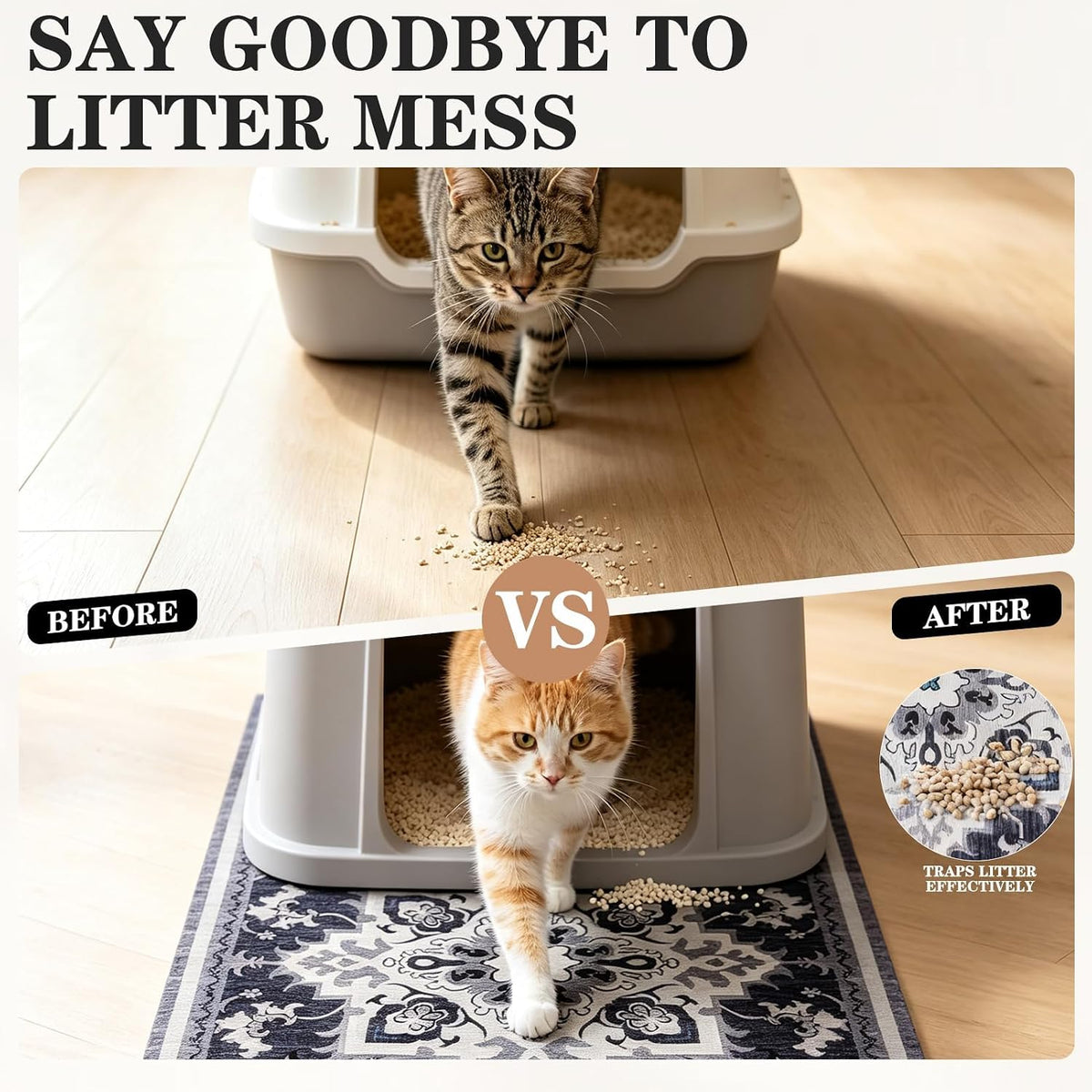 Cat Litter Mat Non-Slip Urine Waterproof Litter Trapping Mat Pad