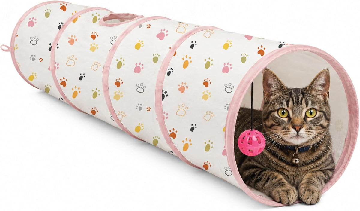 ASPCA Cat Tunnel with Rattle Toy – Interactive Collapsible Cat Tunnel for Indoor Cats, Crinkle Play Tunnel with Hanging 
