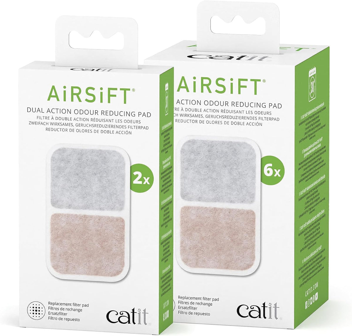 Catit Airsift Dual Action Air Purifier Pad, 6 Pack