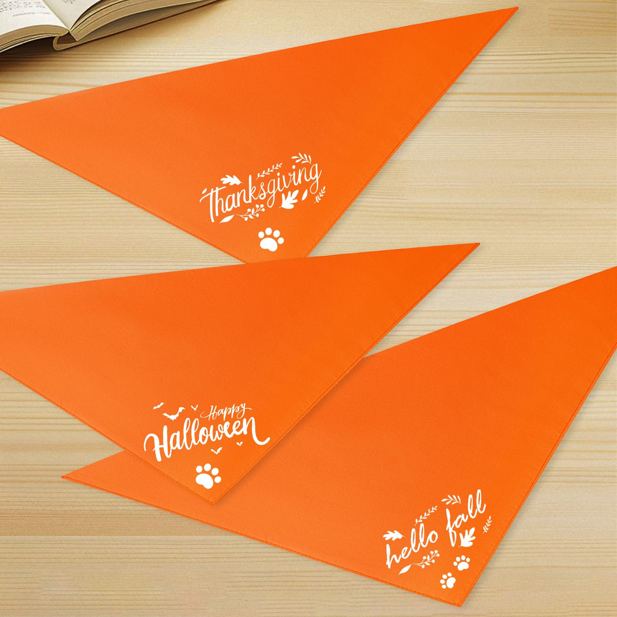 Agroon Blank Dog Bandana Orange Large 2PCS, DIY Solid Cotton Triangle Scarf