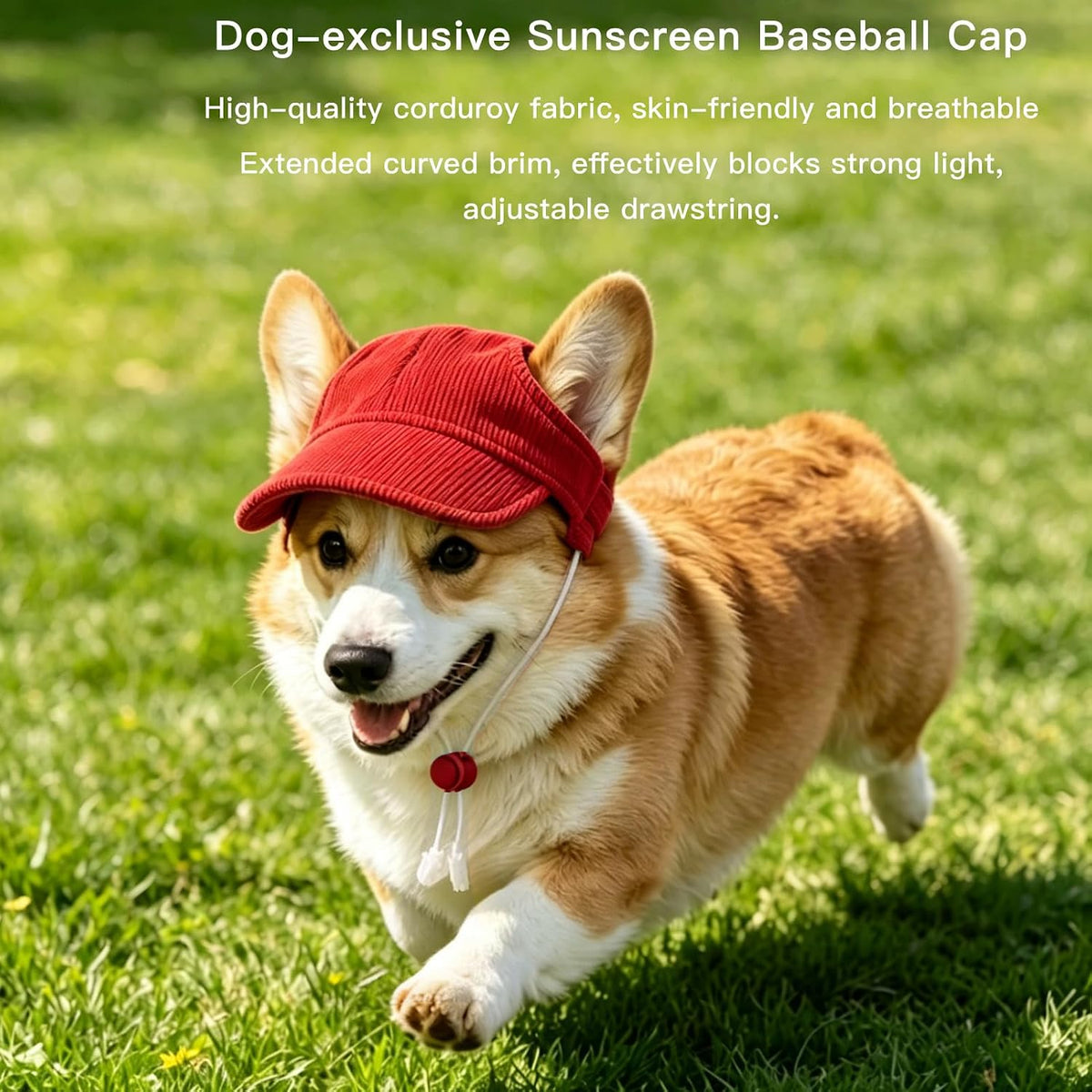 Pet Dog Baseball Cap, Cat Hat, Cat Dog Sun Cap with Ear Holes, Adjustable Puppy Outdoor Sun Hat (Pure Red, Small)
