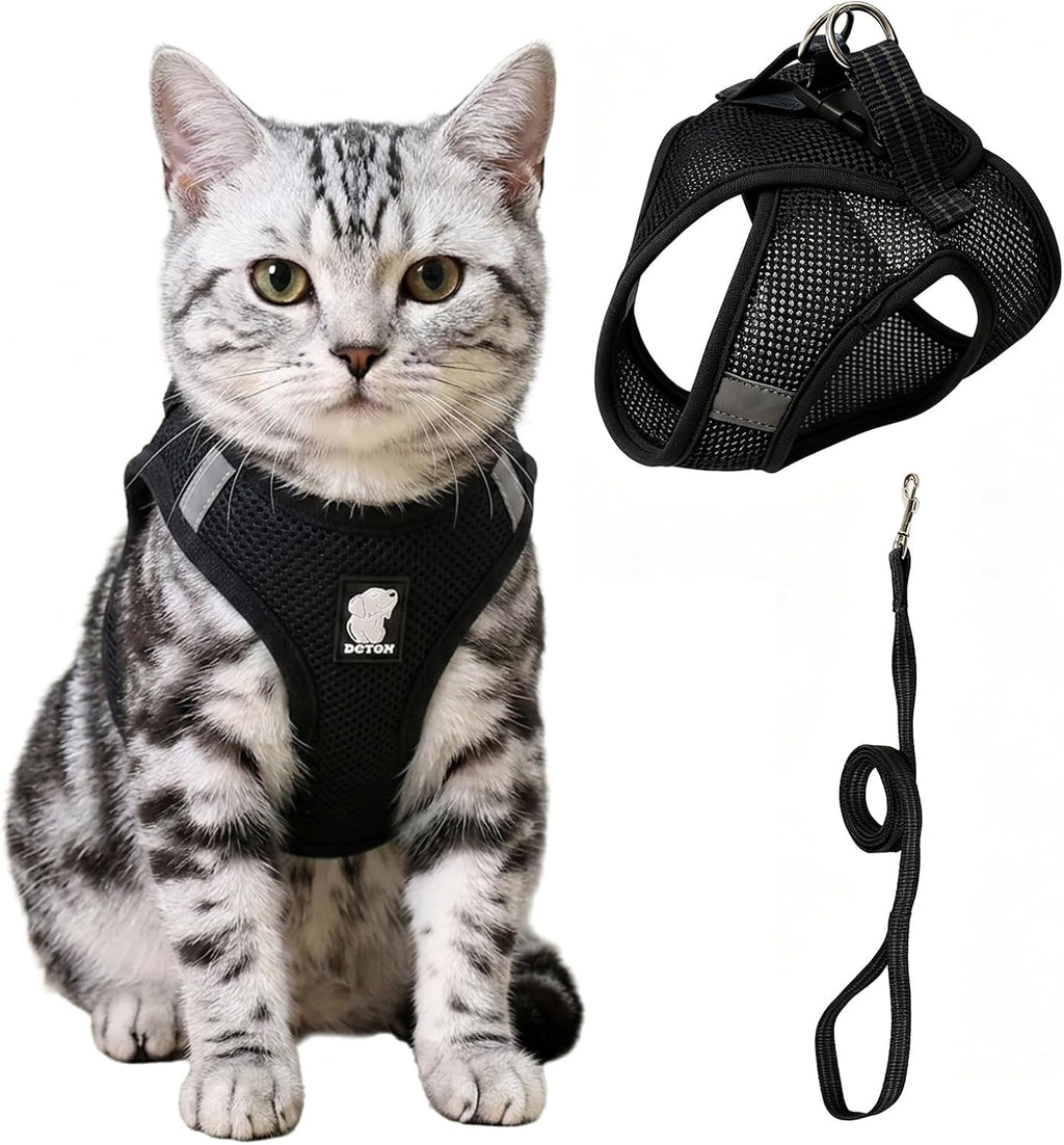 Cat Harness and Leash - Ultra Light Escape Proof Kitten Collar Cat Walking Jacket with Running Cushioning Soft and Comfo