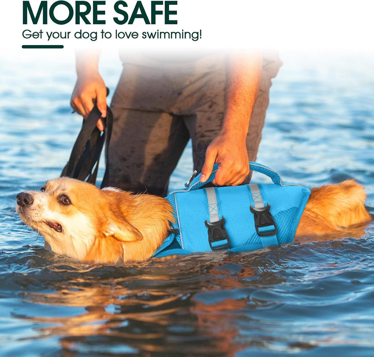 Kuoser Dog Life Jacket, High Flotation Dog Life Vest for Swimming Boating