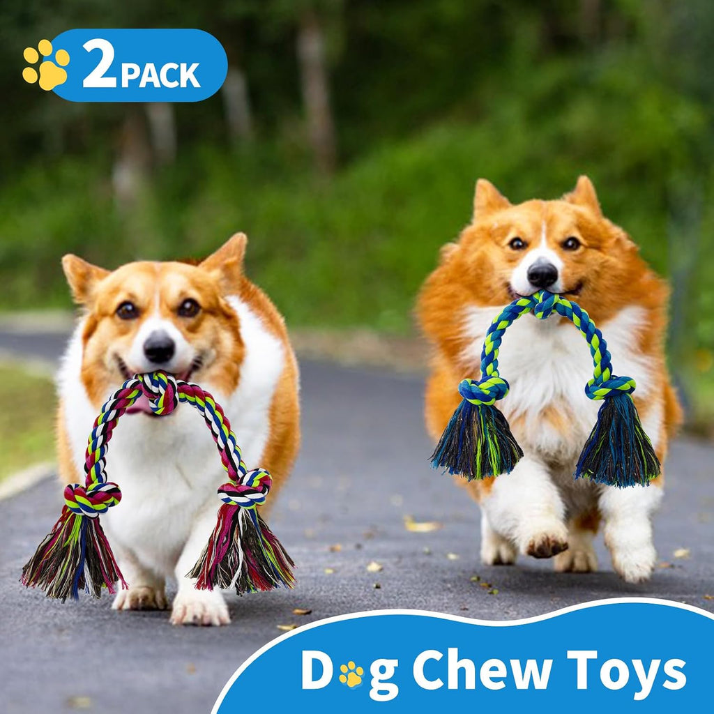WDZZHOT [2 Pack] Dog Rope Toys, Dog Chew Toy for Medium and Small Dogs, 3 Knots Heavy Duty Puppy Rope Toy, 100% Cotton T