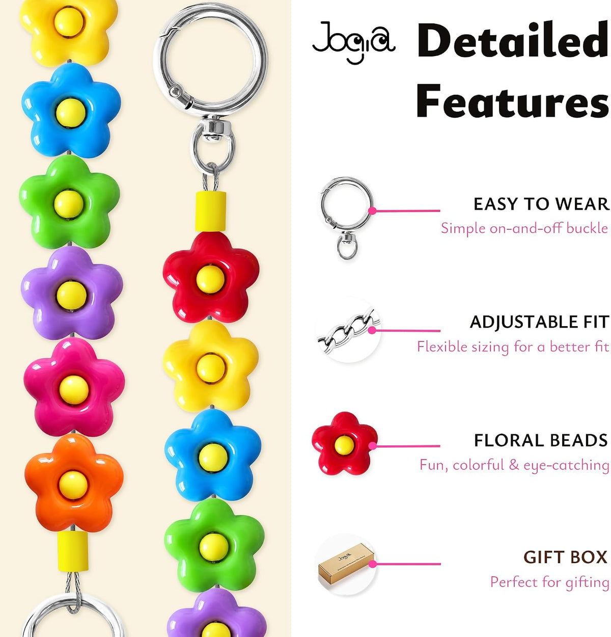 Vibrant Flower Beaded Dog Necklace, Adjustable Fashion Pet Jewelry