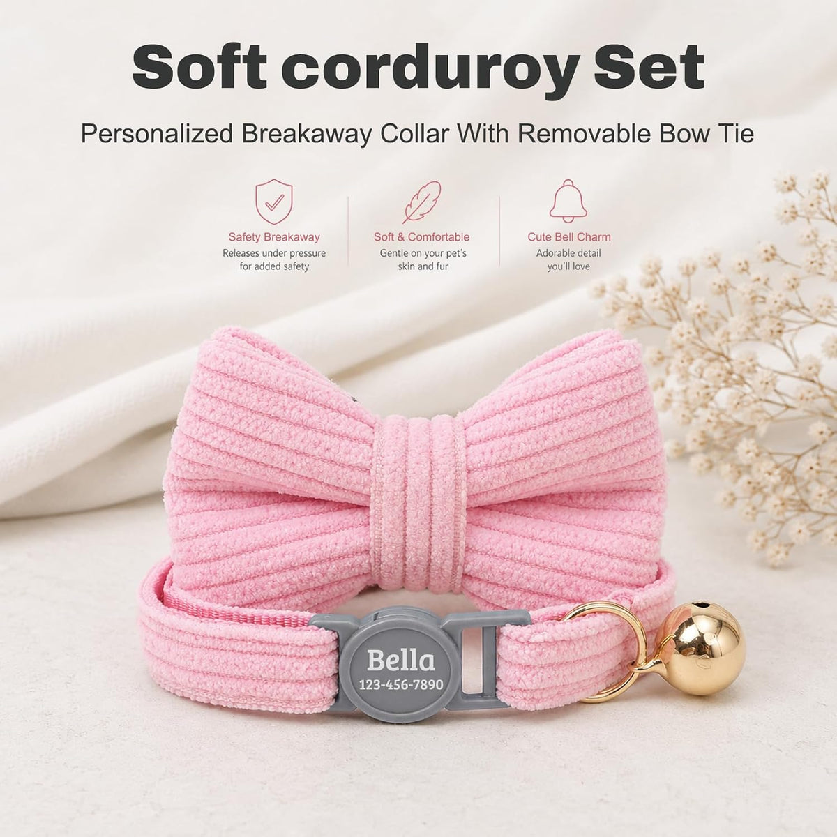 Personalized Breakaway Cat Collar with Name，Periwinkle：S