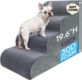 PAWSCRAT 4-Step Pet Stairs for High Beds & Sofas, 19.6''H Dog Stairs, Grey
