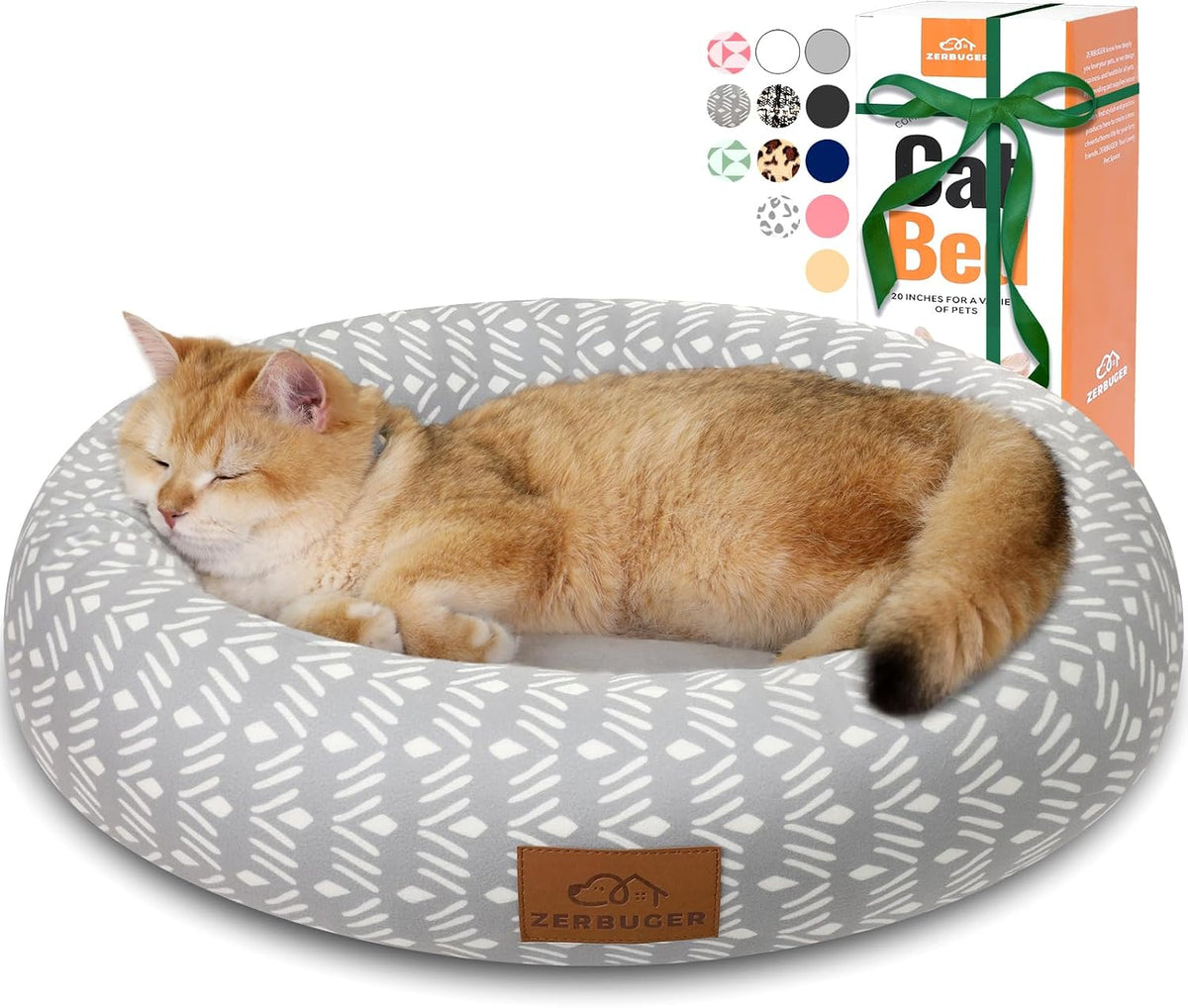Zerbuger 20in Pink Round Dog Bed Sofa for Dogs Cats, Machine Washable