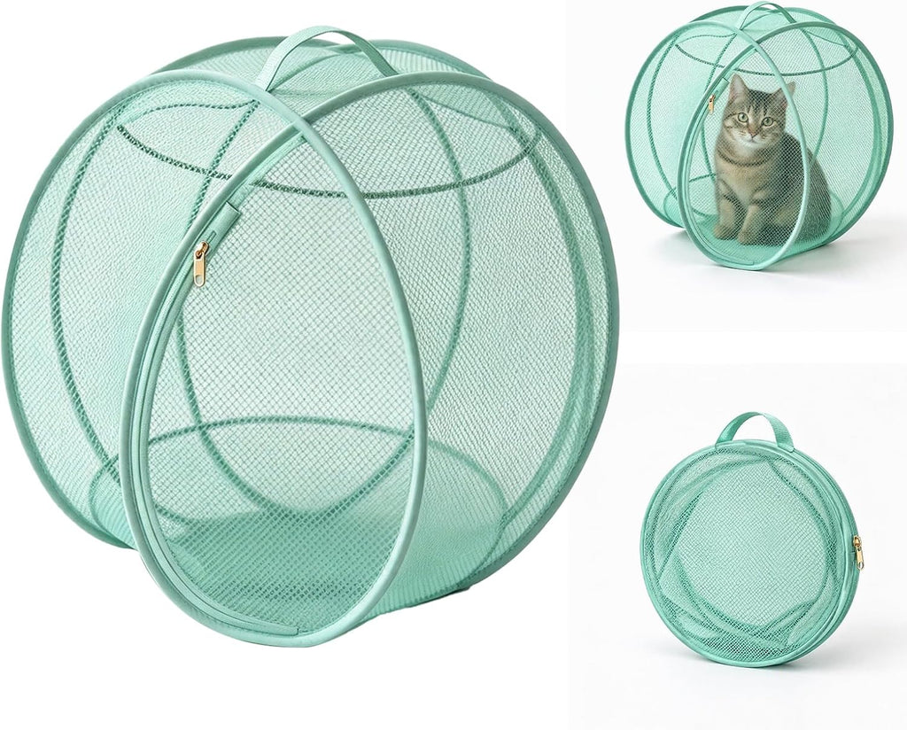 Rolling 360° Panoramic Cat Playpen Collapsible Breathable w/ Zipper