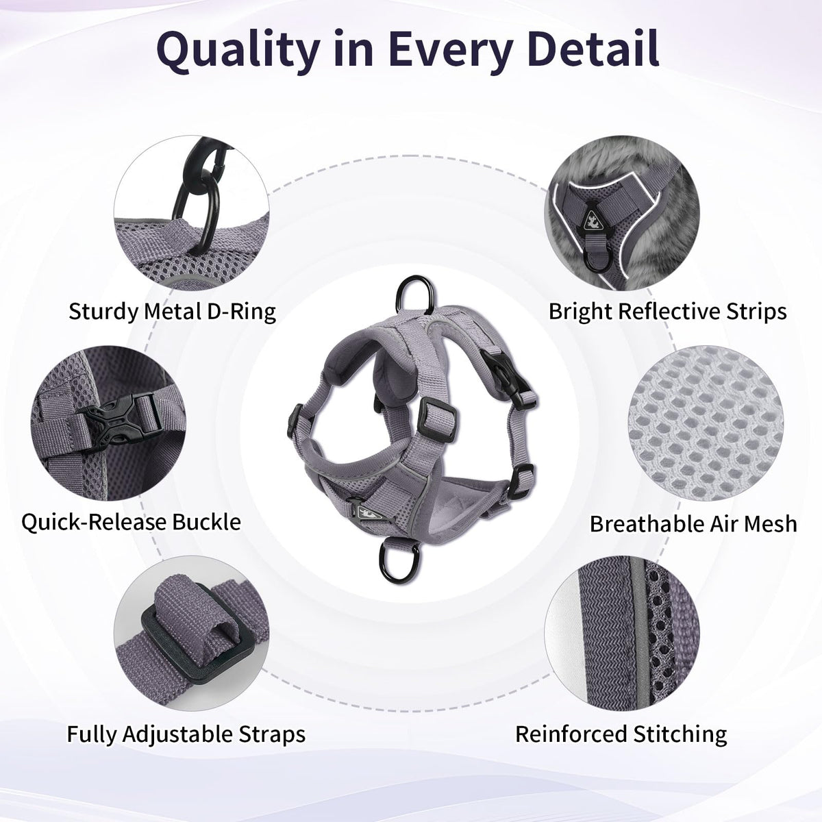 Large Cat Harness & Leash Set, Escape-Proof Soft Vest for Outdoor Walking