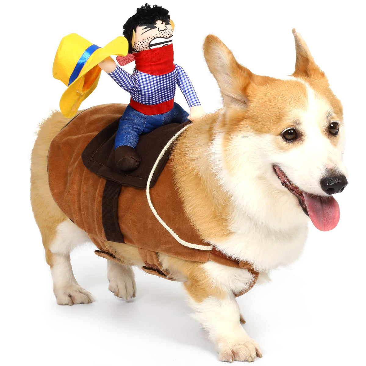 T2Y Cowboy Rider Dog Costume - Halloween Dog Costumes for Large Dogs, Dogs Clothes Knight Style with Doll and Hat for Halloween Day, Suitable for Shepherd, Husky, Shiba Inu【L】