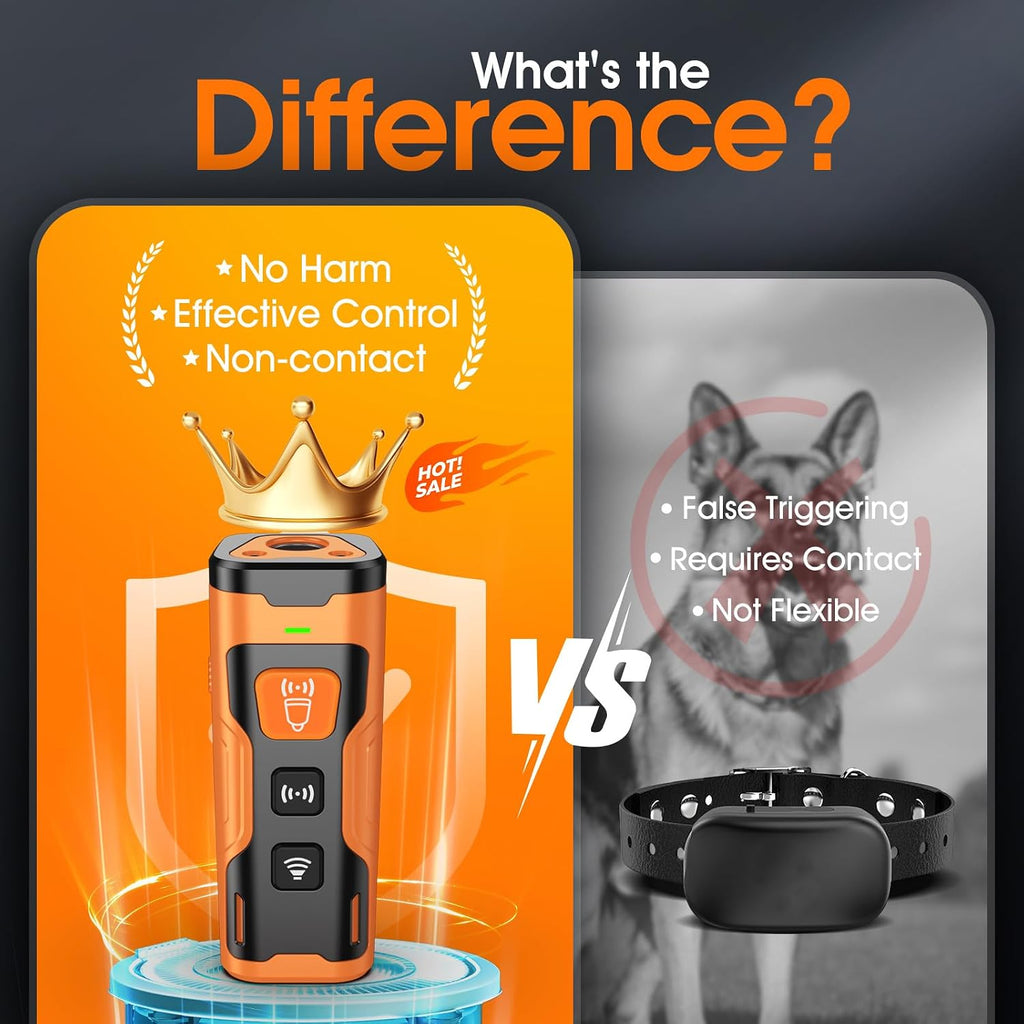 Stop Dog Barking Fast & Safely, Ultrasonic Bark Deterrent for Indoor Outdoor Use, Anti Barking Device for Dogs with 4 Mo