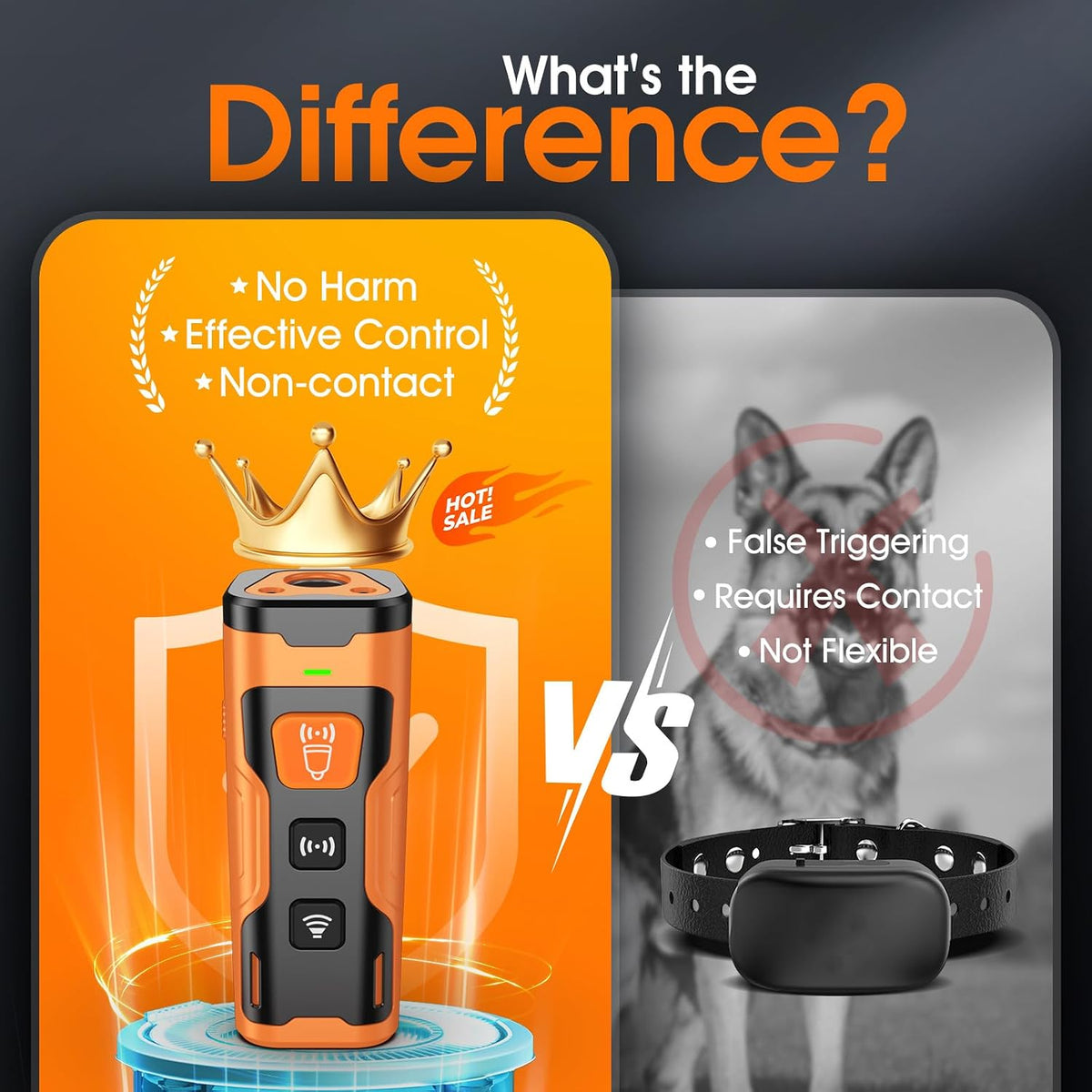 Stop Dog Barking Fast & Safely, Ultrasonic Bark Deterrent for Indoor Outdoor Use, Anti Barking Device for Dogs with 4 Mo