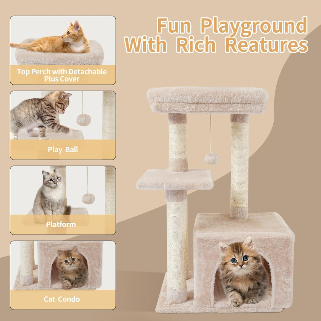 Cute Cat Tree Kitten Cat Tower Condo Cat Furniture Sisal Scratching Posts B