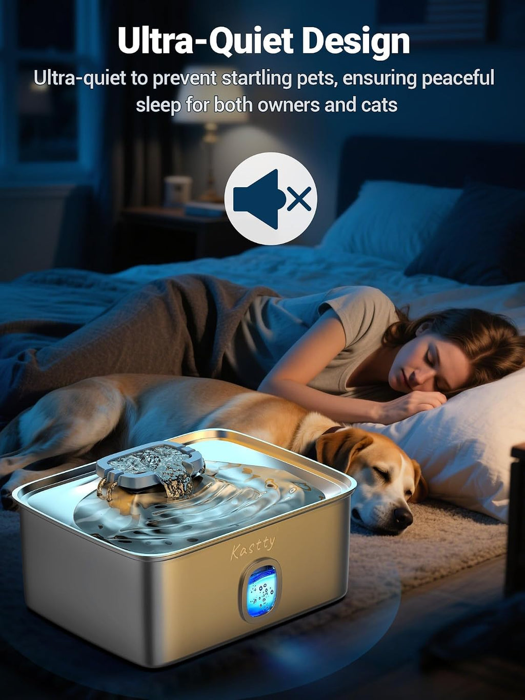 Kastty 4 Gal/15L Stainless Steel Dog Water Fountain for Large Dogs