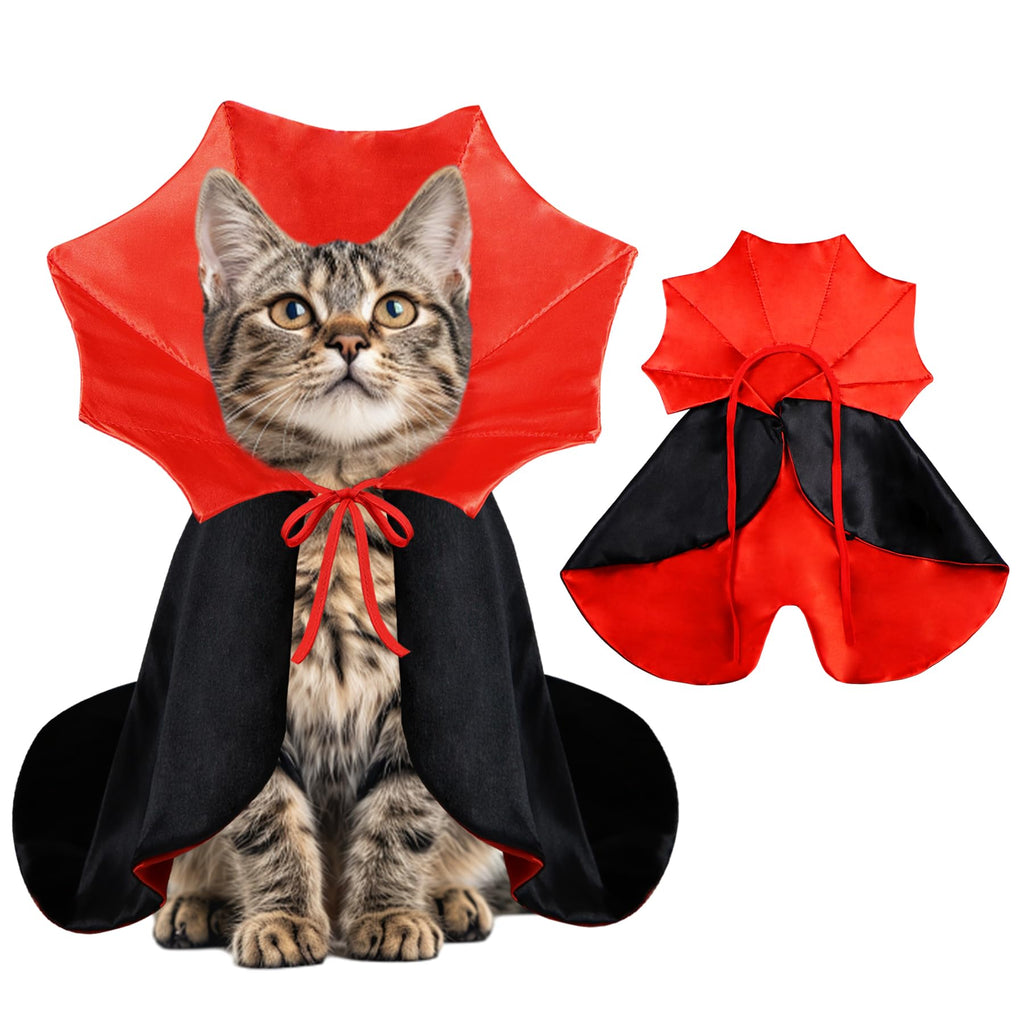 PAYHTOW Cat Halloween Costumes Dog Halloween Vampire Costume Funny Pet Vampire Devil Cape Cloak Halloween Costumes for Cats XS Small Dogs (Small)