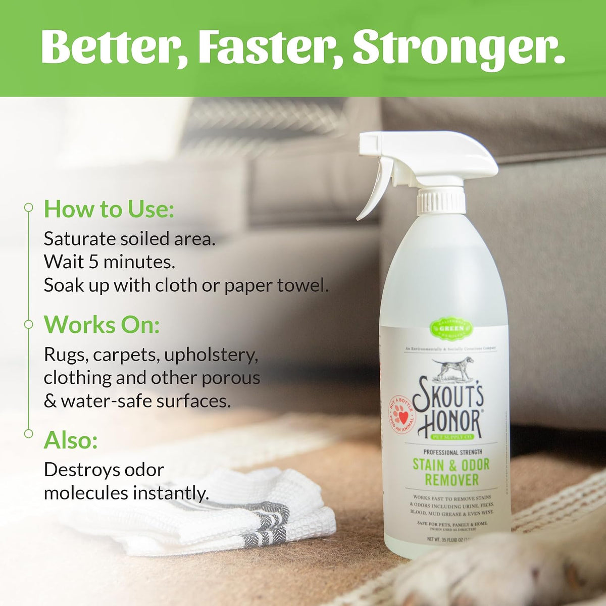 SKOUT'S HONOR Pet Stain and Odor Remover, 35 oz