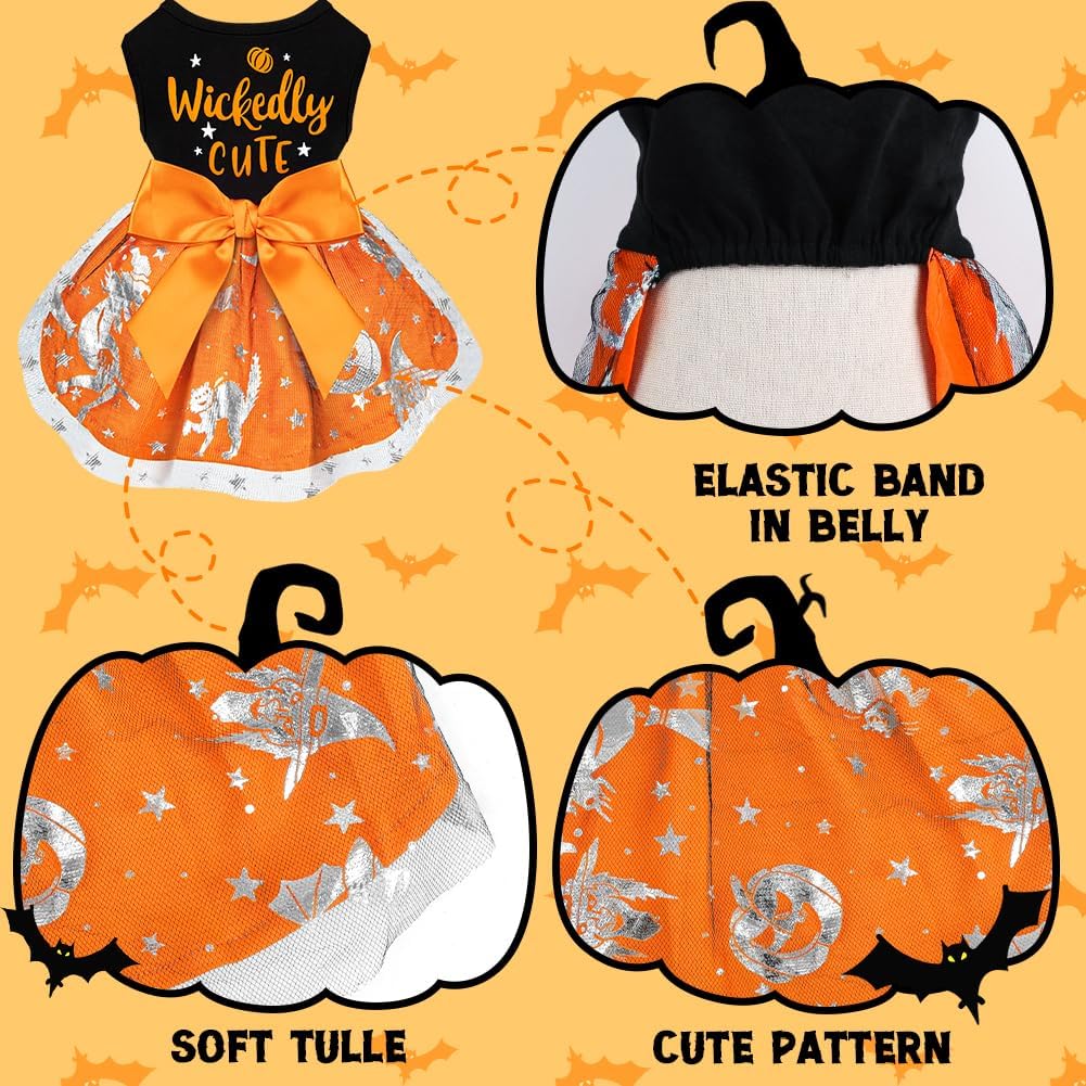 Dog Halloween Costumes Dog Dress Halloween Costumes for Dogs Funny Puppy Dress with Bow for Small Medium Large Dogs Pump