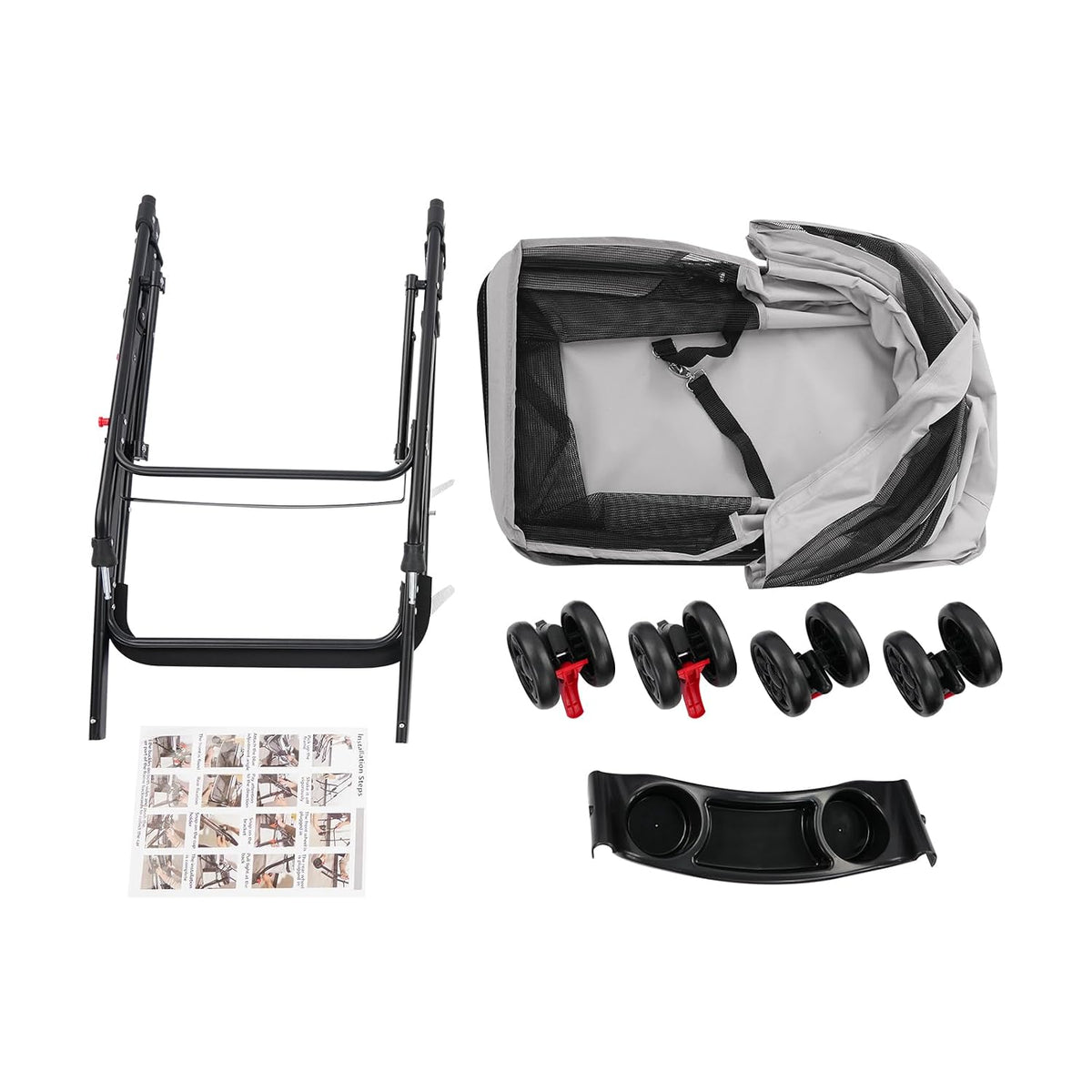 Pet Stroller for Small/Medium Dogs & Cats, Foldable 4 Wheels Dog Strollers