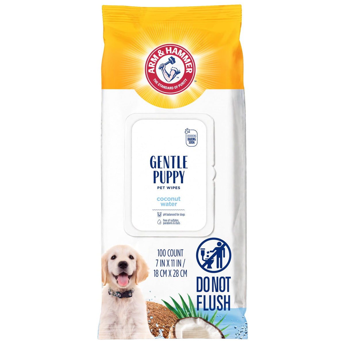 Arm & Hammer Puppy Wipes, Deodorizing Dog Wipes, Coconut Water, 100 Count