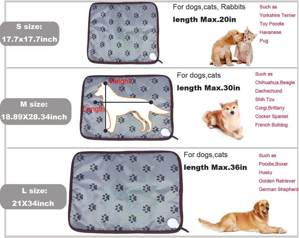 Pet Heating pad Outdoor Small Dog cat Heating pad Heated ped beds for Outside Dogs House Heater Electric Warming pad for