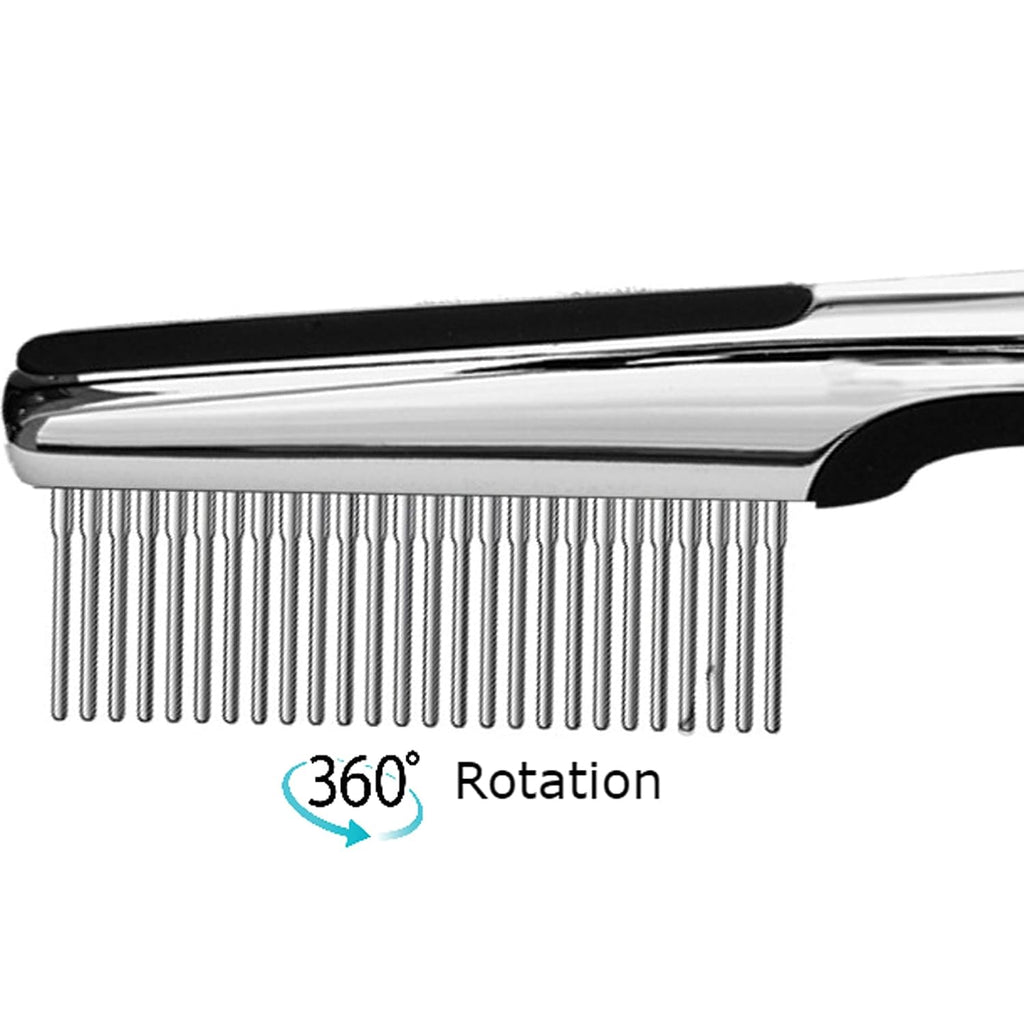 Pet, Cat, & Dog Comb with Rotating Teeth for Detangling Long Hair