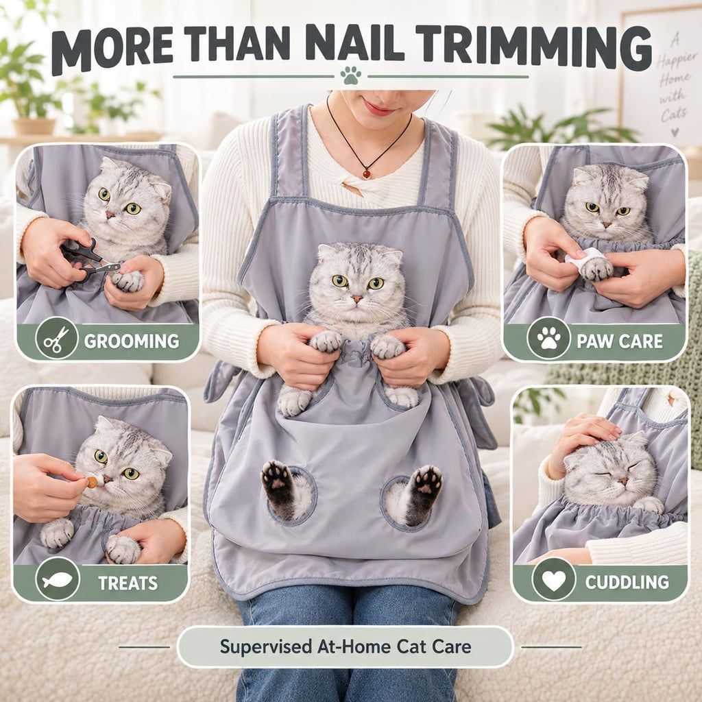 Cat Paw Bath Hammock Grooming Apron for Nail Trimming (B)