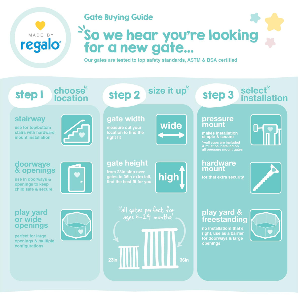 Regalo 192" 6-Panel Super Wide Plastic Baby Gate and Play Yard, Gray