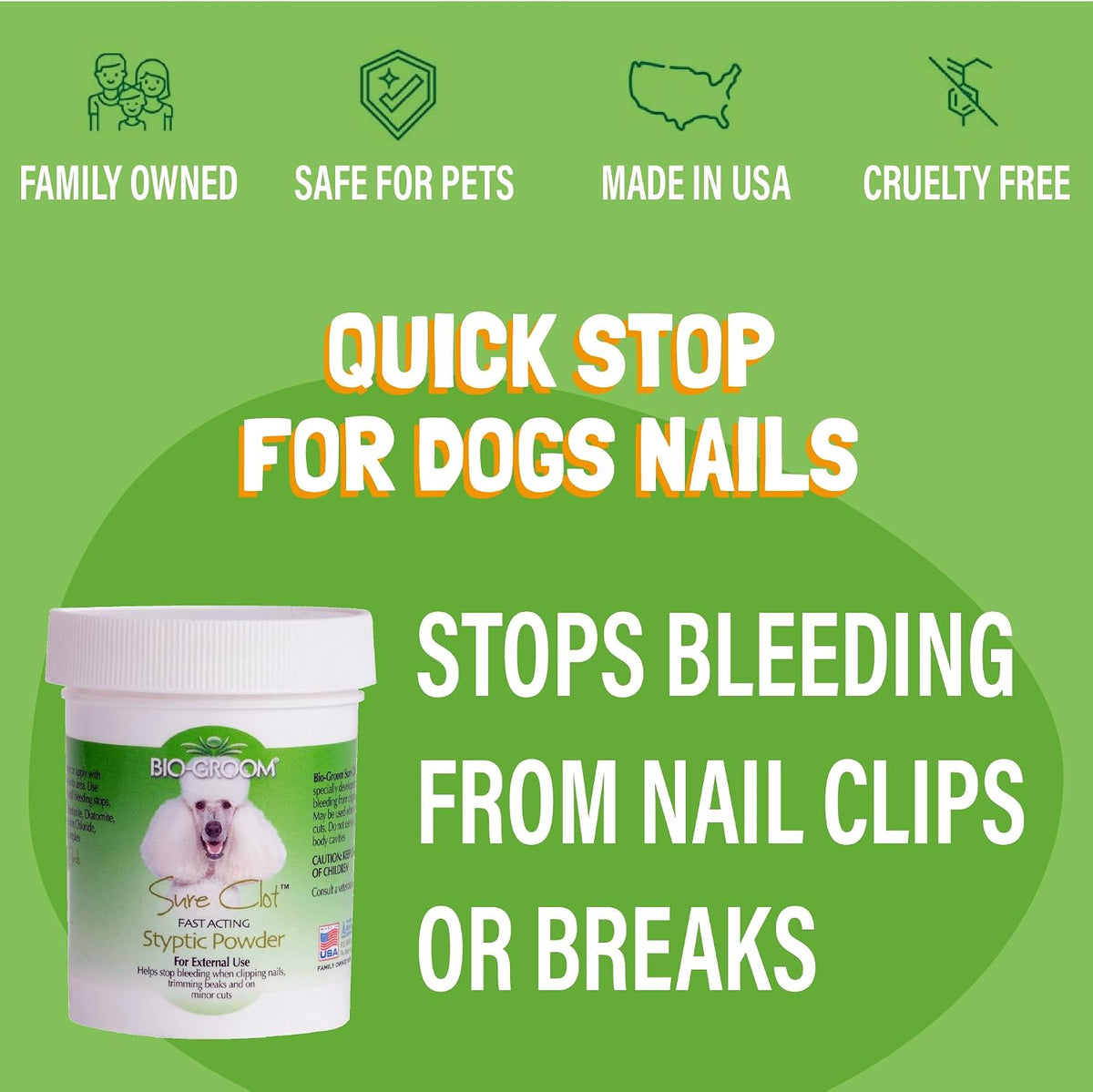 Bio-groom Sure Clot Styptic Powder for Dogs, 1.5 oz, 1-Pack