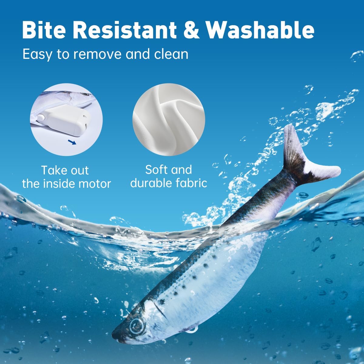 Petgravity Bite-Sized Realistic Flopping Fish Cat Toys, 3 Pack, Interactive Cat Toys for All Breeds, Tap-Activated 3 Fla