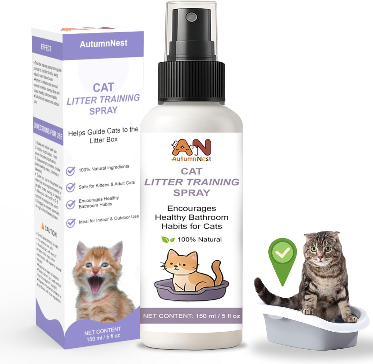 Litter Attractant for Cats, 150ml Cat Litter Training Spray for Kittens