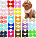 Dog Bows for Ears Small Size Dog Bowknot 2inch Hair Ties Bulk with Rubber Bands Dog Ear Bow Pet Accessories Grooming Pro