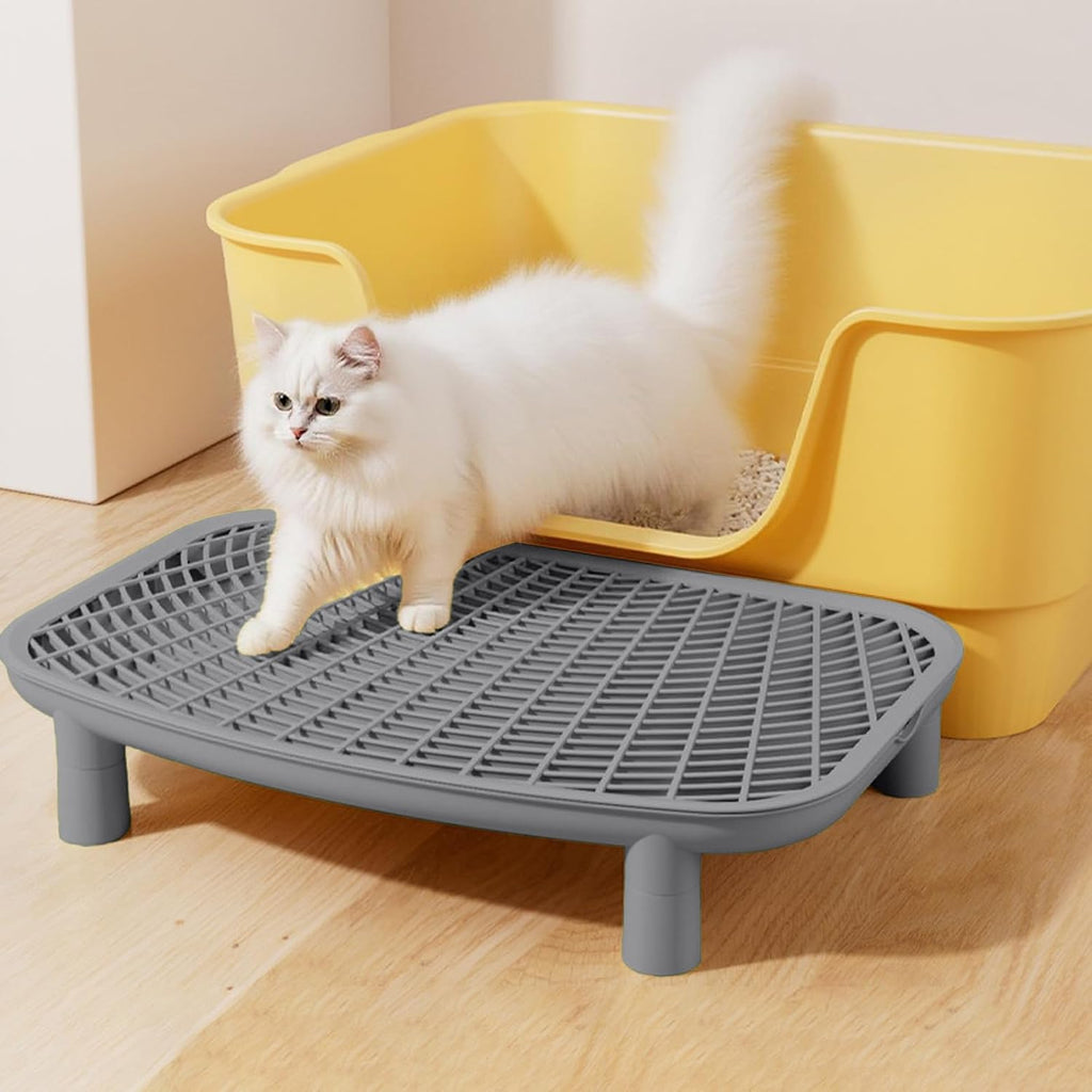 Litter Catching Step for Cat Litter Box Litter Trap Stool, White
