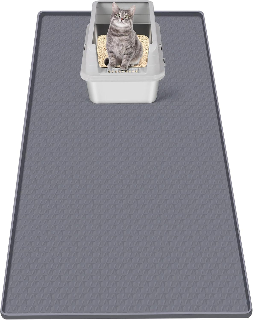 Cat Litter Mat for Litter Box 51"x25.6" Extra Large Silicone Mat,Light Grey