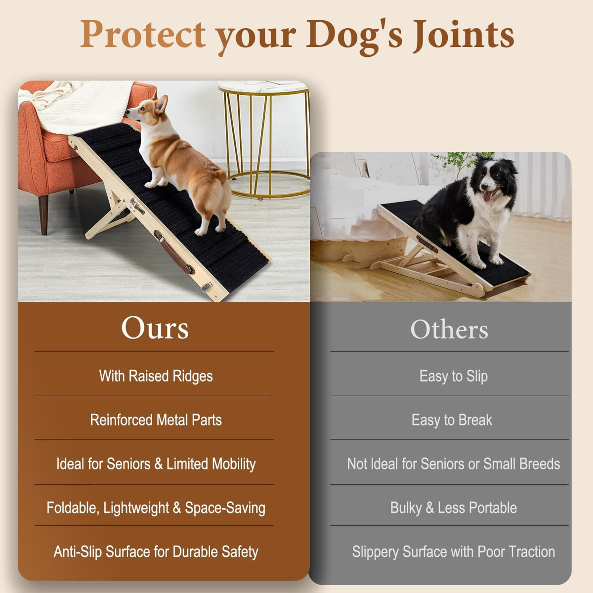 2026 Upgraded Dog Ramp for Couch - Foldable Small Dog Ramp for Bed - 4 Adjustable Height from 12" to 20" - Portable Pet 