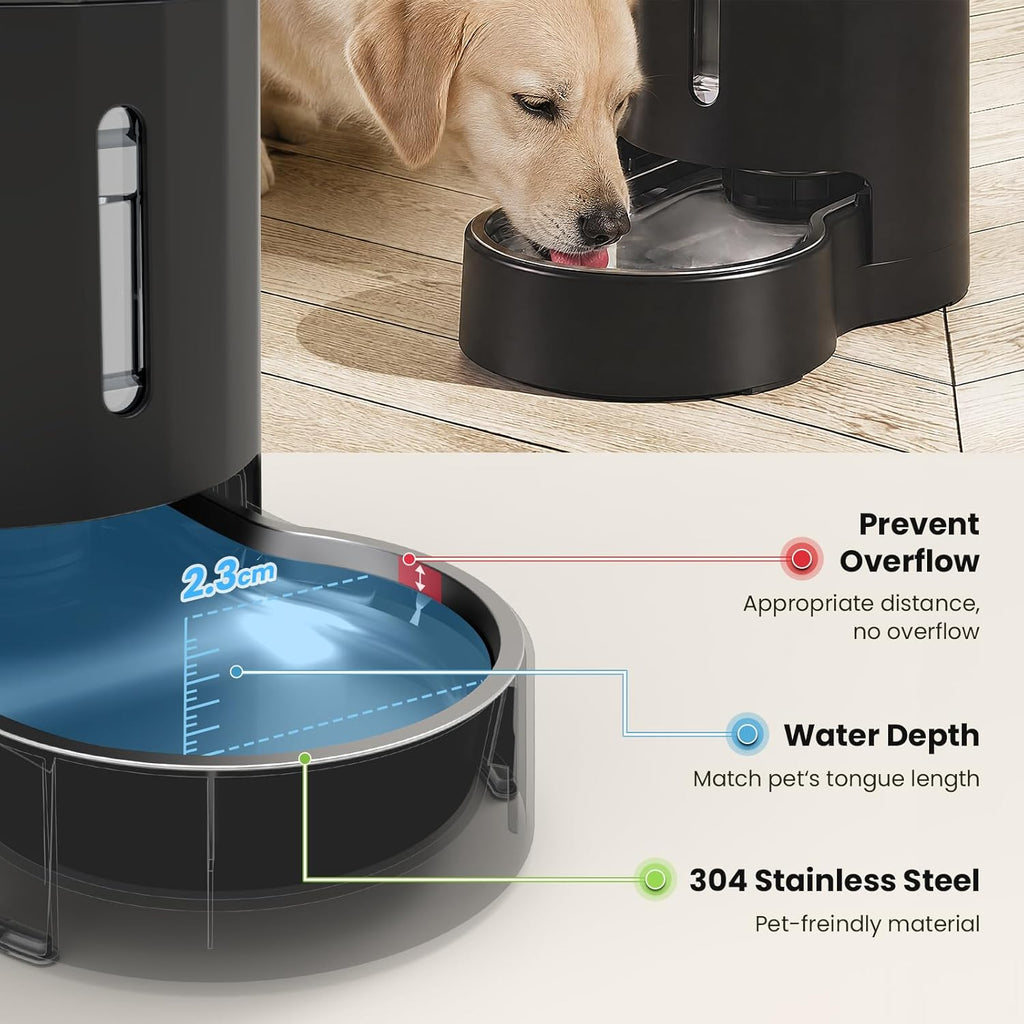 CZPET 5L Gravity Water Bowl Dispenser for Cats and Dogs (Black)