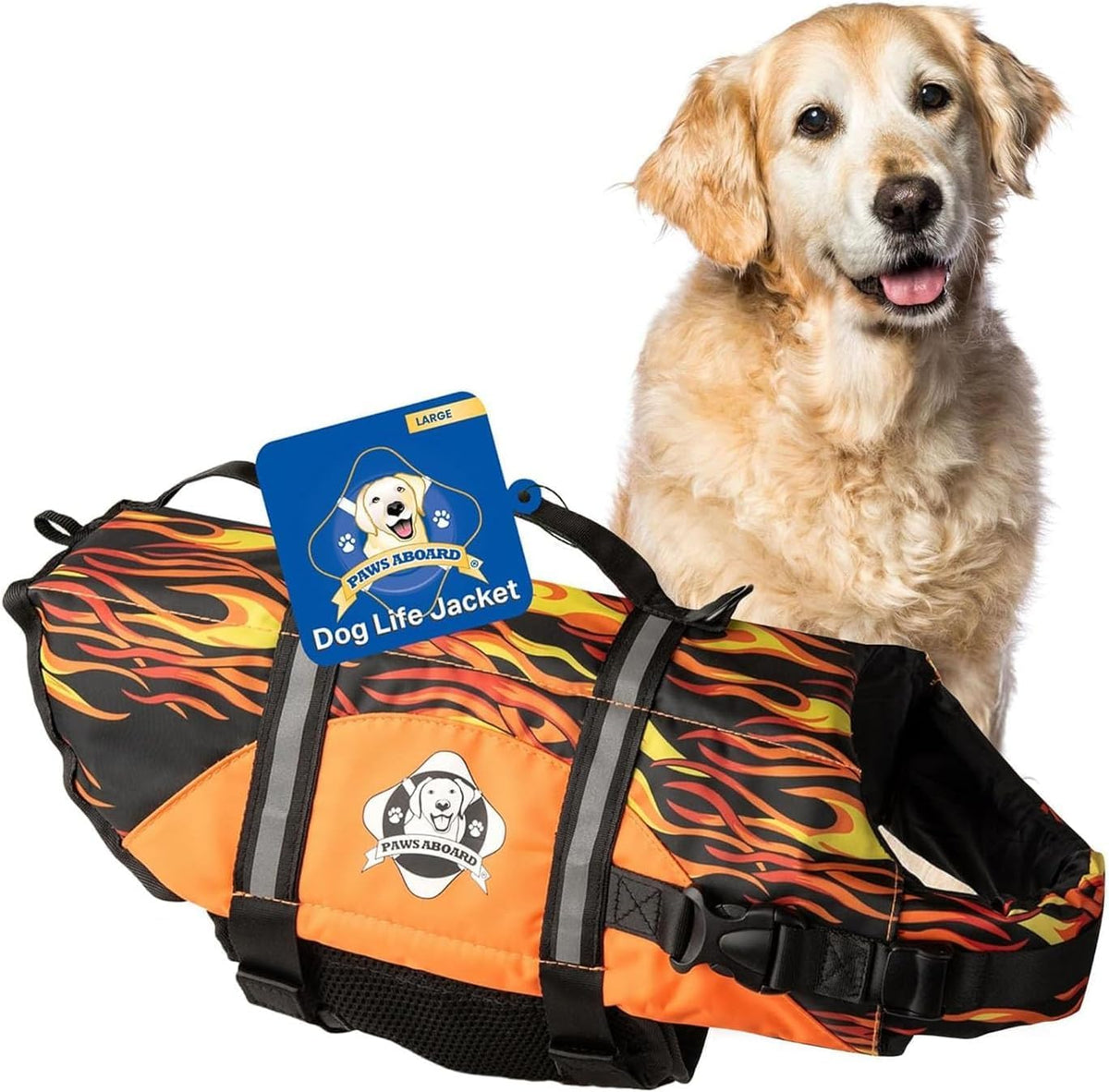 Reflective Dog Life Jacket with Handle (Red, Large)