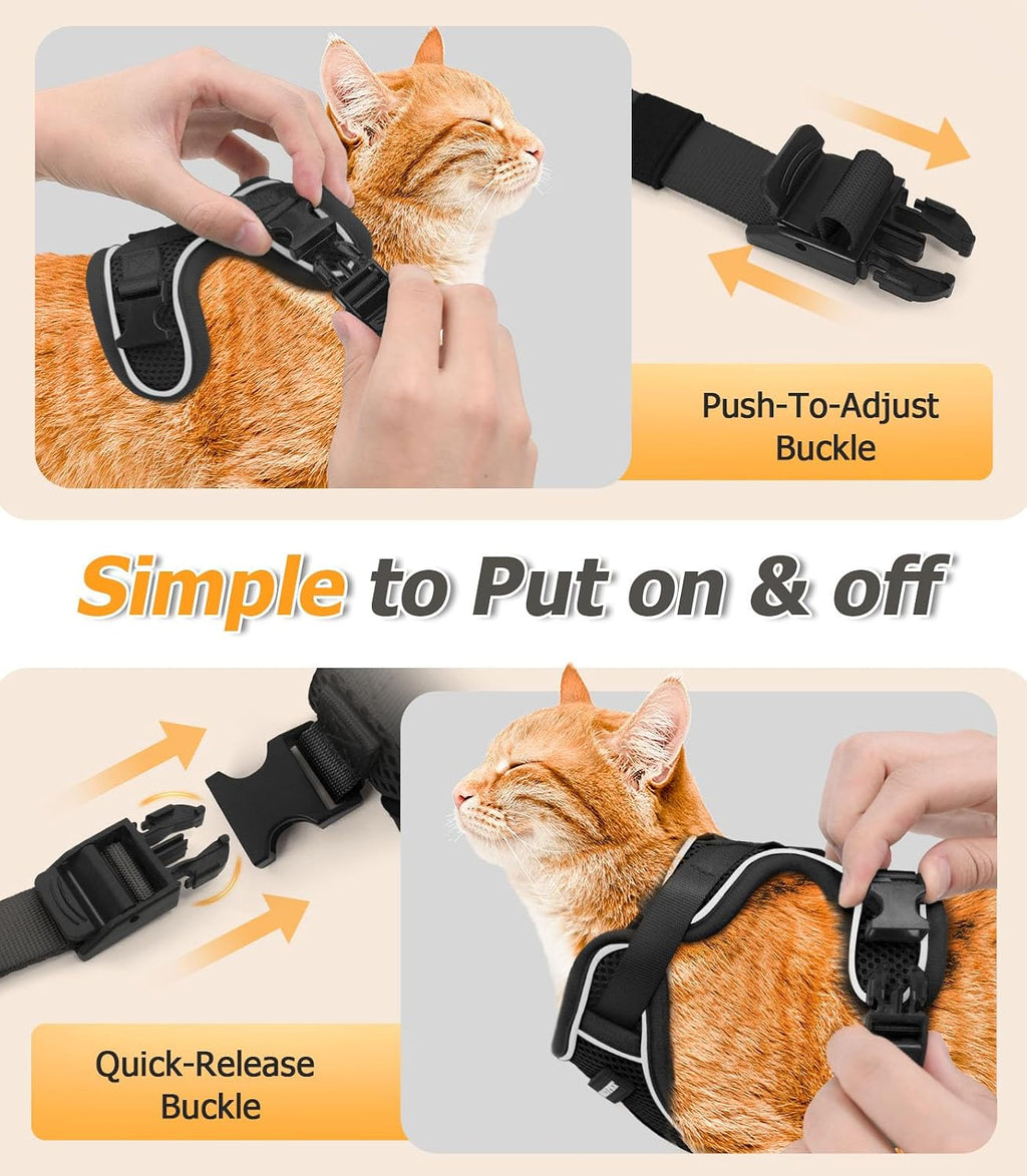 Cat Harness and Leash Set,Escape Proof Kitten Harness,Black