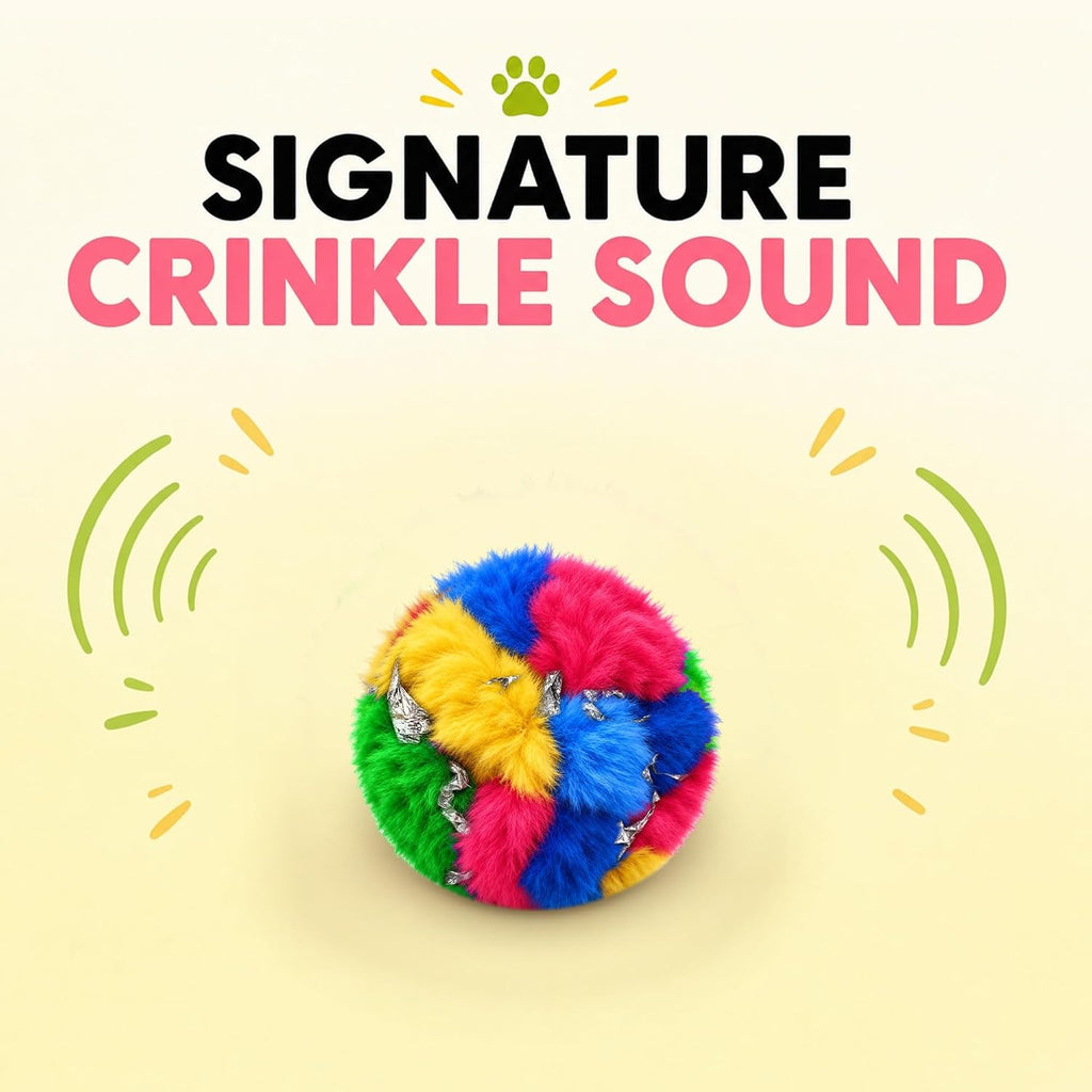 Crinkle Balls for Cats, Original 1.5 Inch, 4 Pack, Crinkle Cat Toy, CanCor