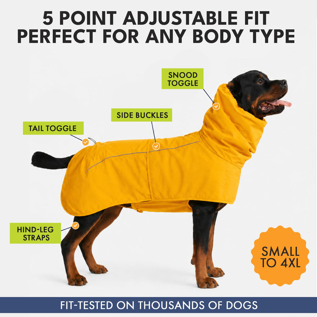 Spark Paws Dog Raincoat - Waterproof Rain Jacket w/Hood, Full Coverage