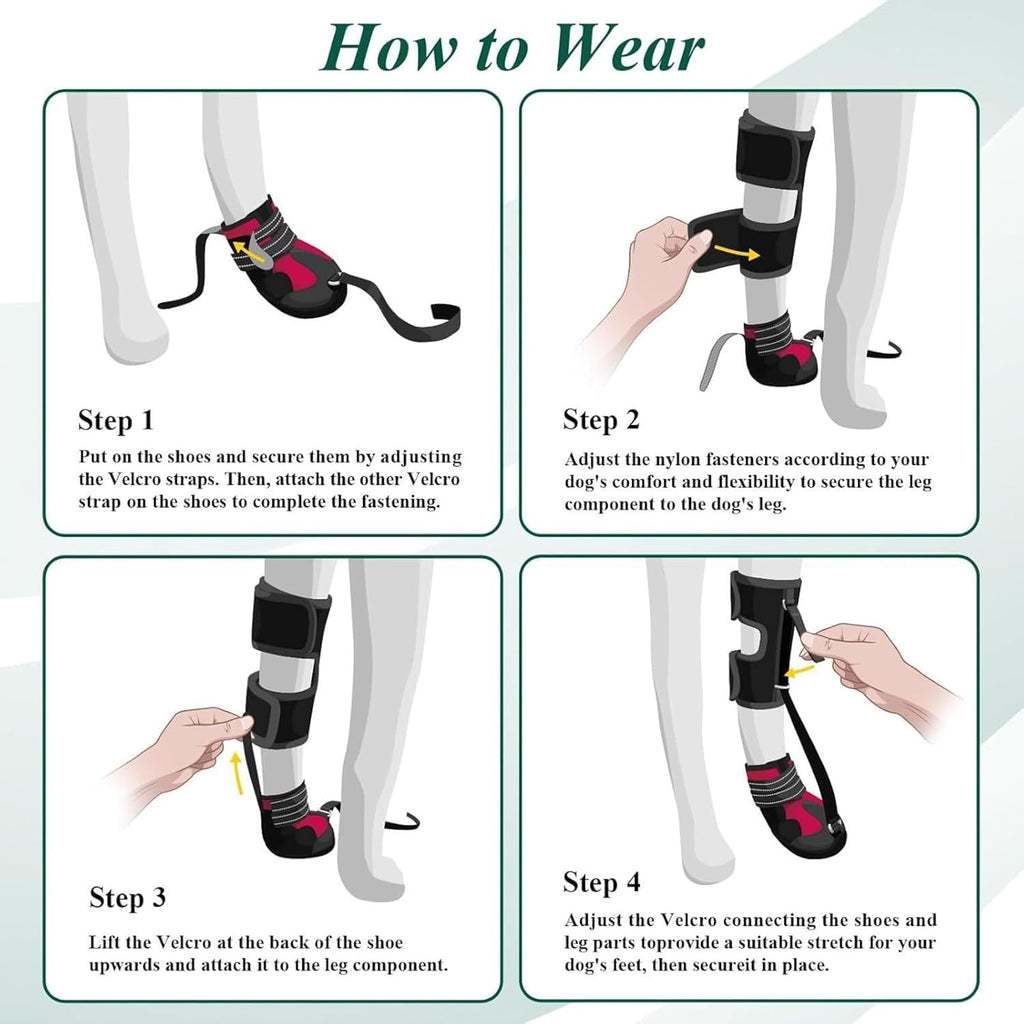 Paw Protectors for Dogs，Dog Brace for ACL Tear Back Leg，Corrective Dog Shoes Safely Lift Toes, Dog Brace for ACL Tear, A