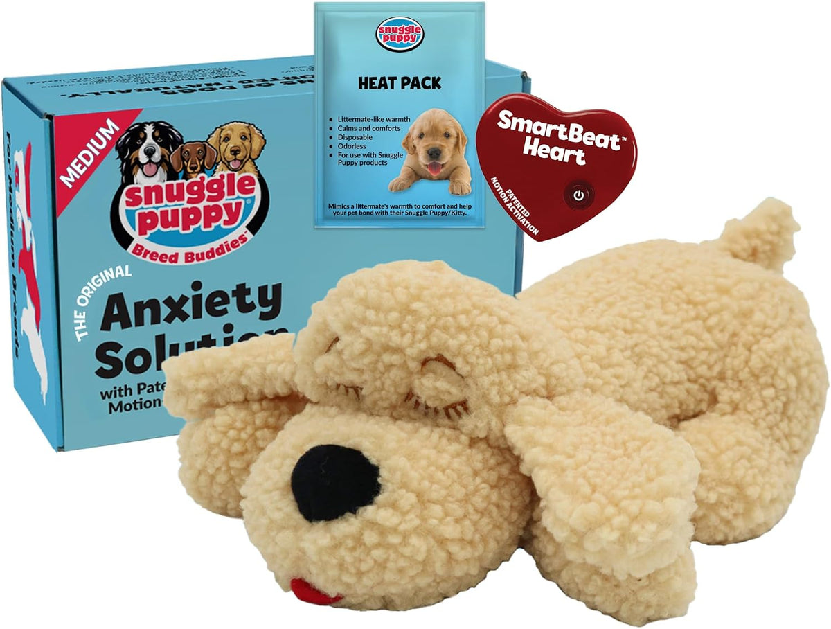 Snuggle Puppy Heartbeat Toy, Calming Comfort, Medium Breeds - Biscuit