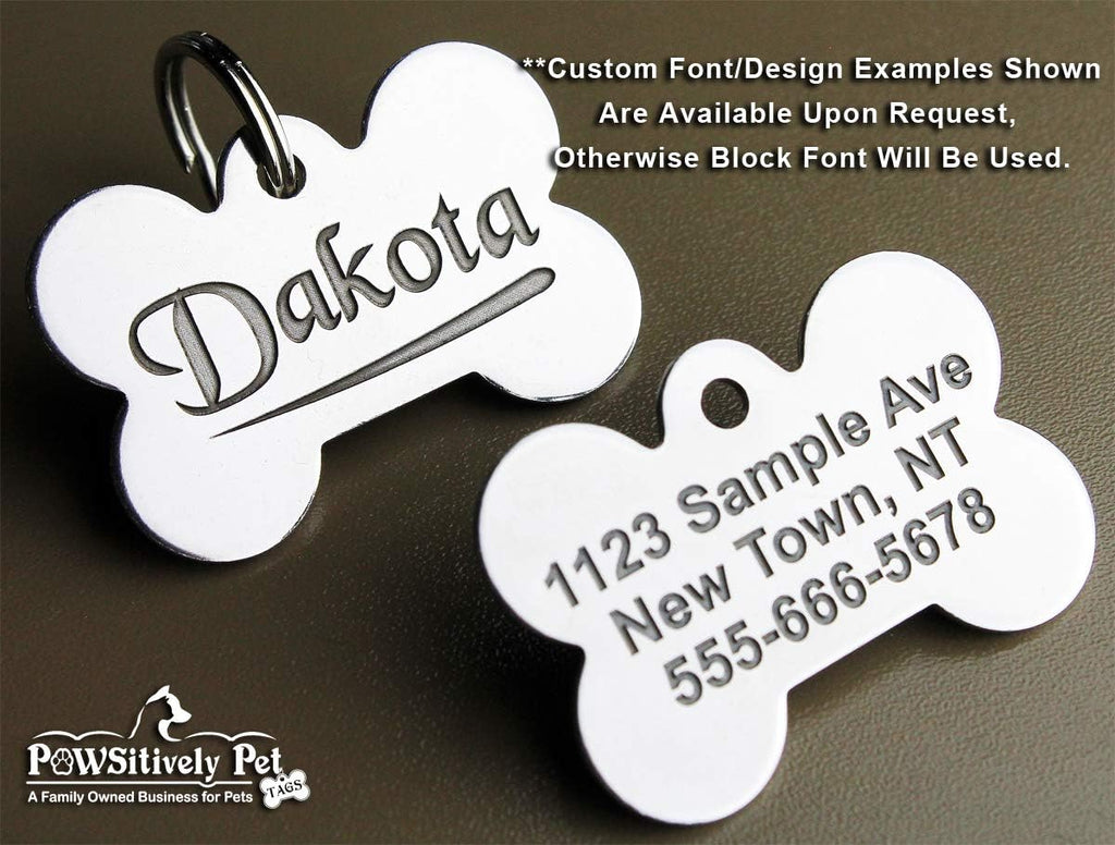 DEEP Engraved Premium Dog & Cat ID Tag – Personalized, Stainless Steel, Long-Lasting Durability - XL Bone 1-1/3"x2 (2-Si