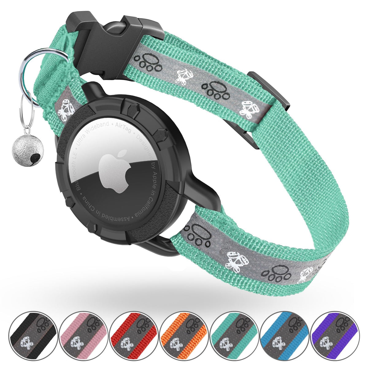Reflective AirTag Cat Collar, Integrated Cat Collar with Air Tag Holder