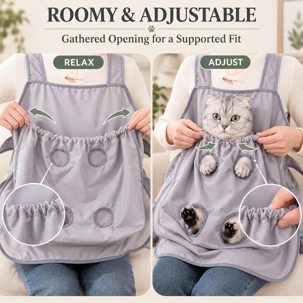 Cat Grooming Bag, Adjustable Pet Carrier Apron for Nail Trimming，Heavyweight Version