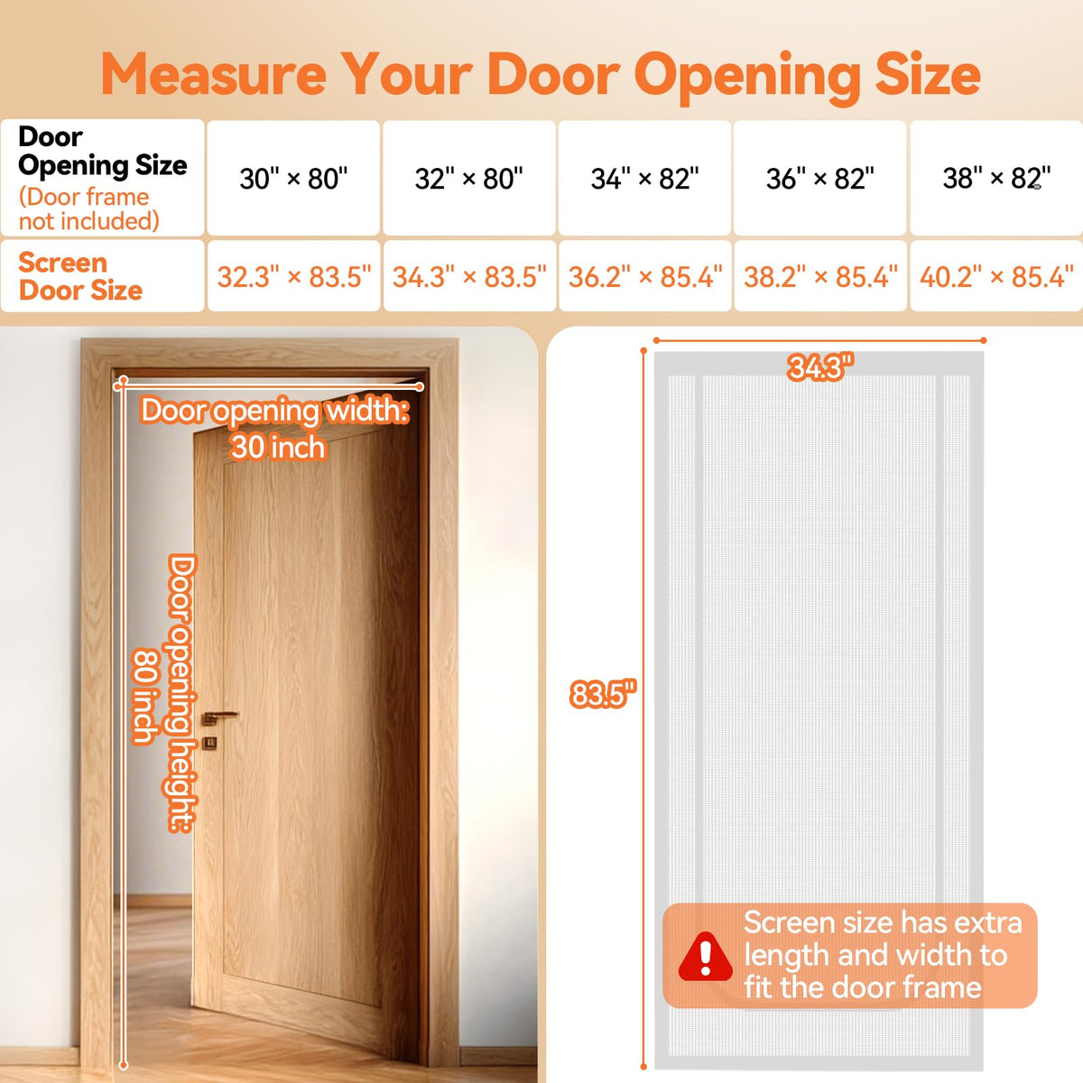 BFNN Cat Screen Door, Scratch Resistant Mesh Gate, Fit 32'' x 80'' Door, U