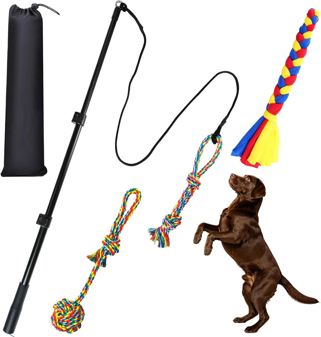 ASOCEA Dog Extendable Teaser Wand Pet Flirt Stick Pole Puppy Chasing Tail Interactive Toy for Small Medium Large Dogs Tr