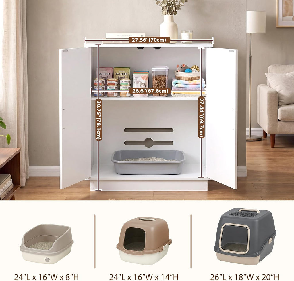 Gitelsnour 30.9'' Litter Box Enclosure Furniture- Hidden Storage, CLB003WT
